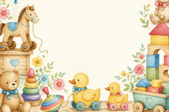 Download Watercolor Baby Toys Celebration Frame C - Premium Resources