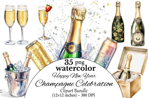 Download Happy New Year Champagne Celebration Cli - Premium Resources