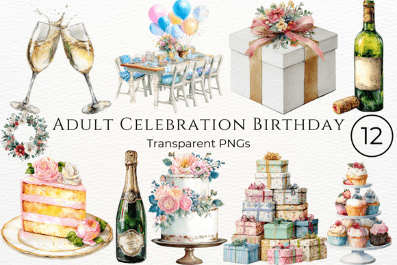 Download Adult Celebration Birthday Clipart - Premium Bundle