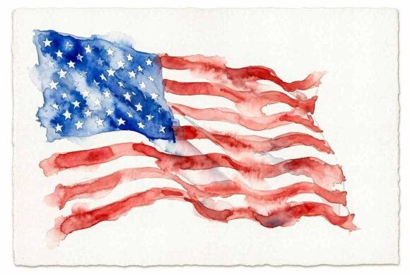 Download Watercolor USA Flag Day Celebration - Premium Resources